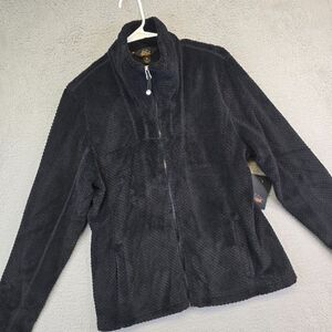 Pacific Trail Teddy Jacket Womens M Black  Deep Pile Fleece Cozy Soft‎ Gorpcore
